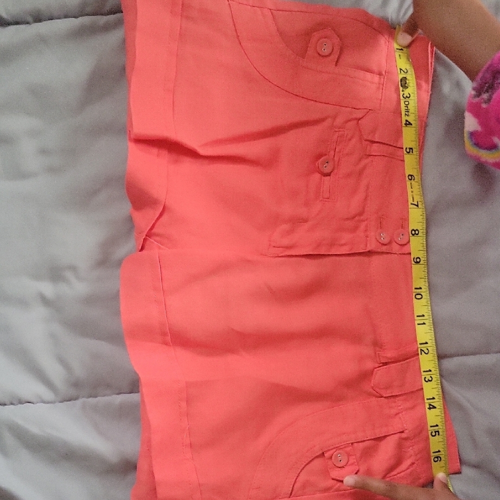 Vantarsi 100% Linen Women's Beachy Resort Wear Bohemian Summer Coral Shorts Sz M - Picture 8 of 9